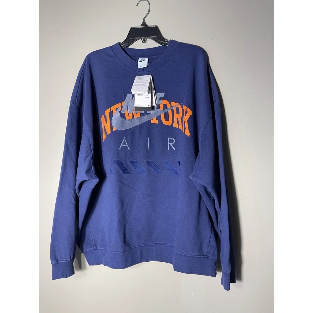 Nike Air Men's New York City Fleece Crew Oversized Sweater Navy L New MSRP $95